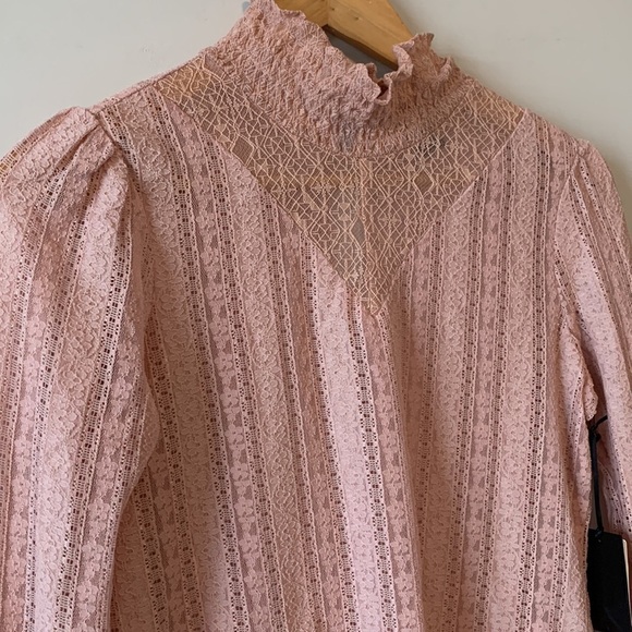 NWT Anthropologie Halogen Dusty Pink Lace Top Size XS - Picture 5 of 17